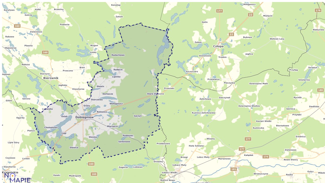 Mapa obszarów ochrony przyrody Dobiegniewia
