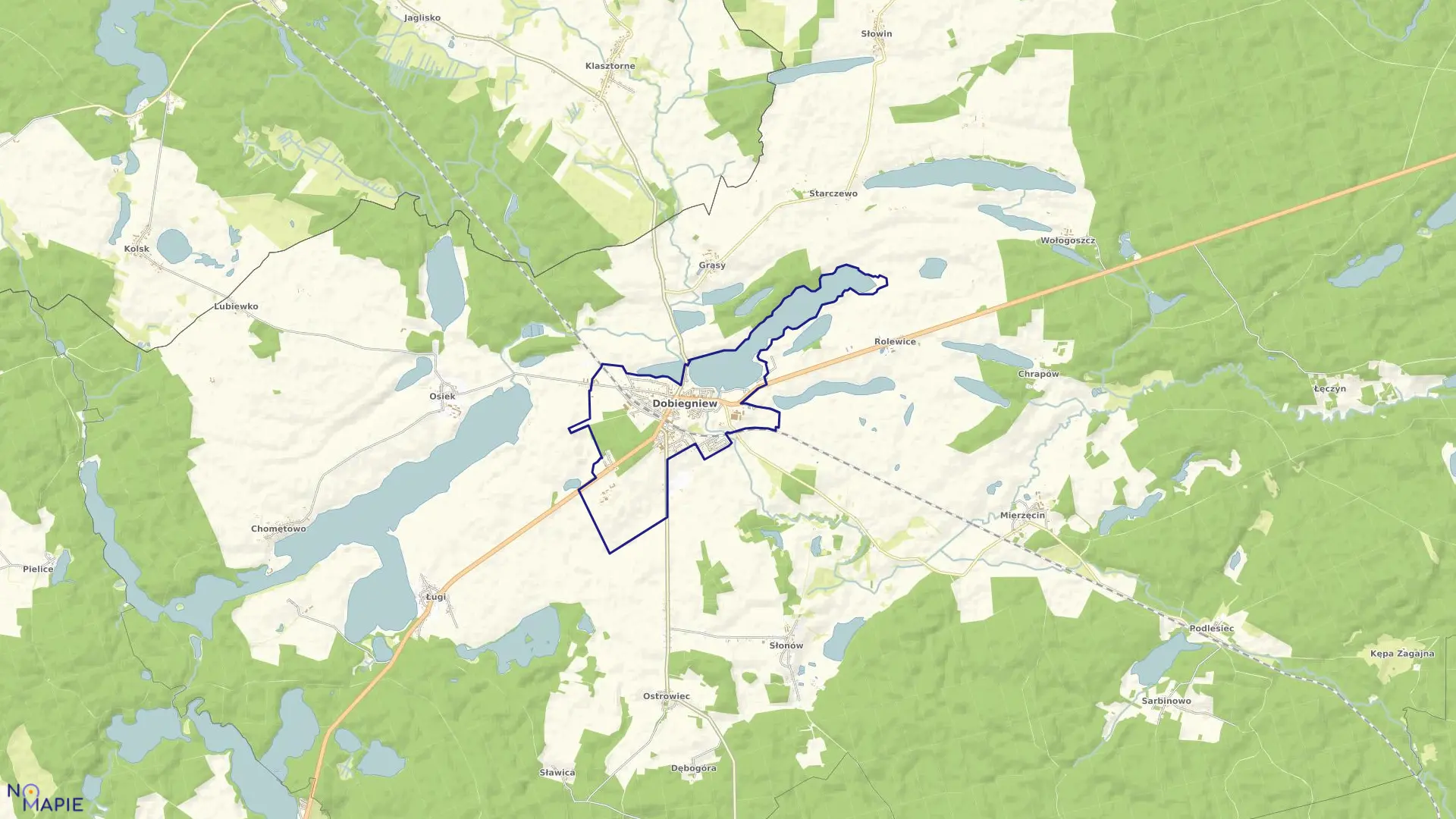 Mapa obrębu DOBIEGNIEW w gminie Dobiegniew