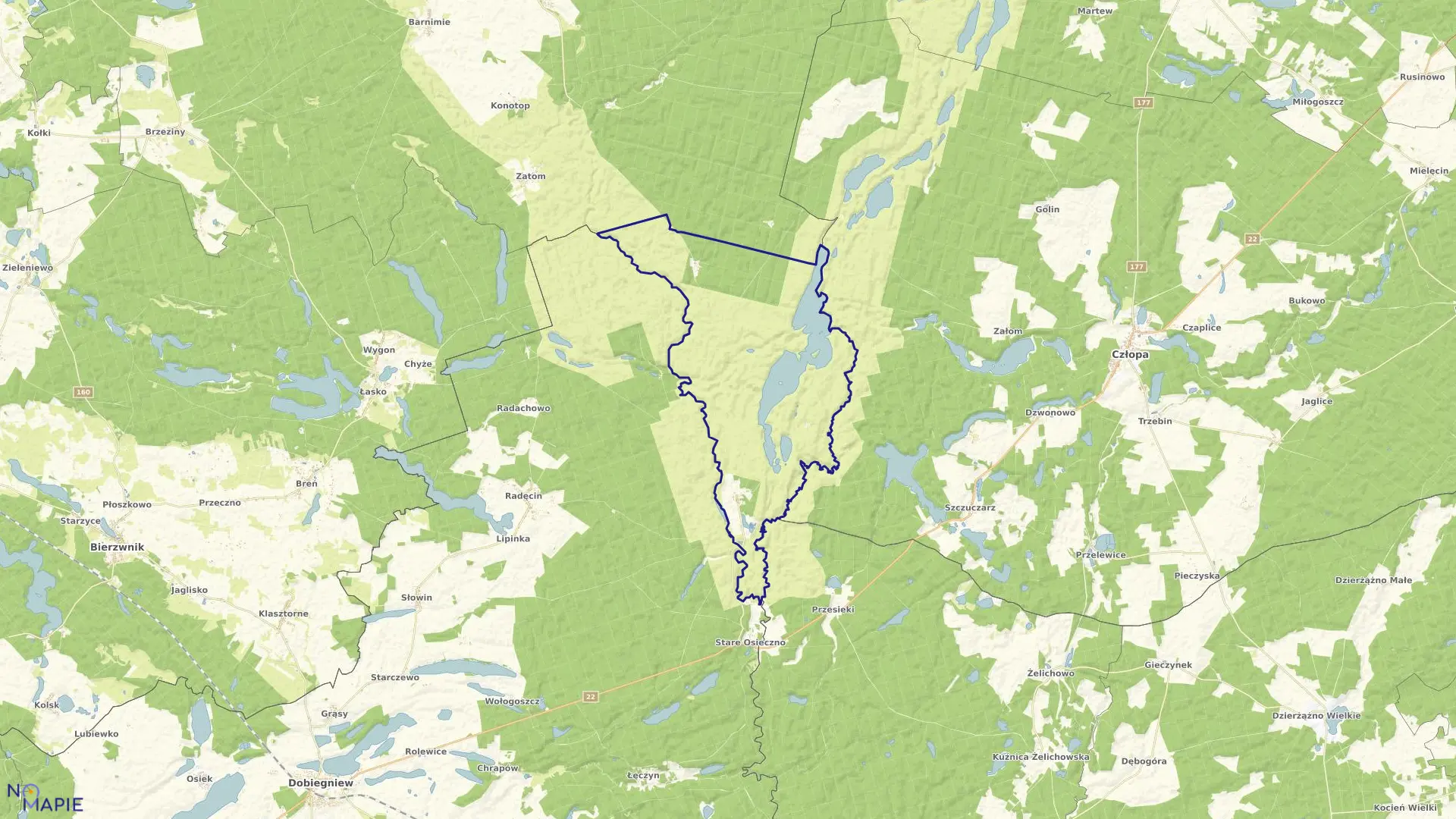 Mapa obrębu GŁUSKO w gminie Dobiegniew