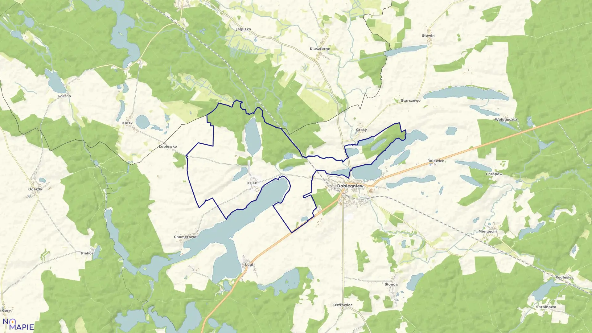 Mapa obrębu OSIEK w gminie Dobiegniew