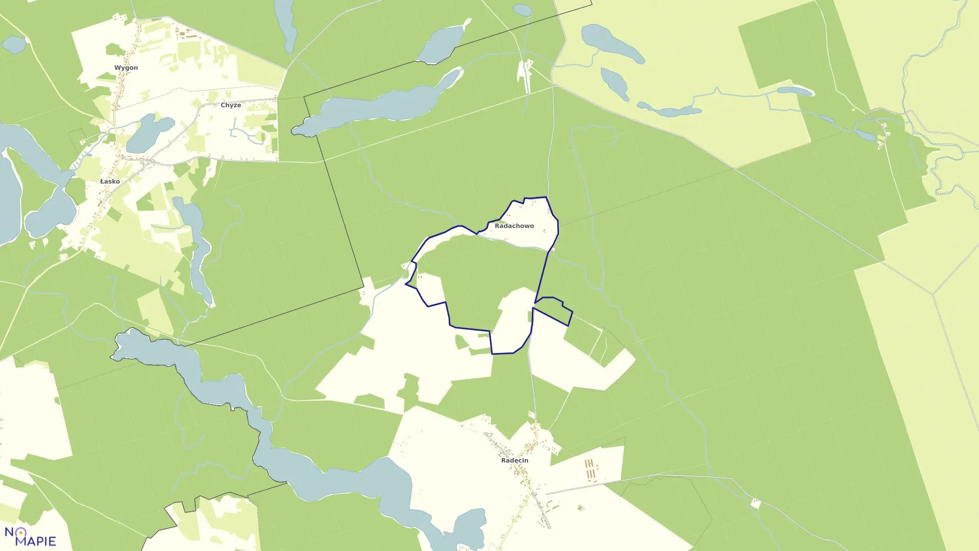 Mapa obrębu RADACHOWO w gminie Dobiegniew