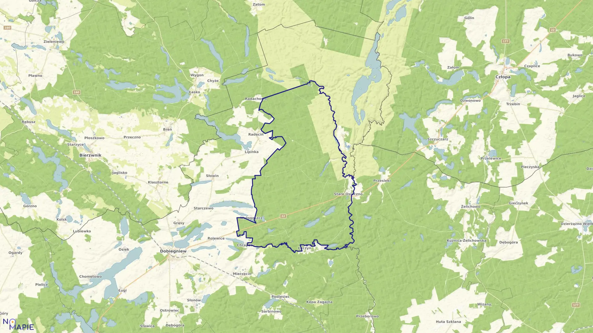 Mapa obrębu STARE OSIECZNO w gminie Dobiegniew